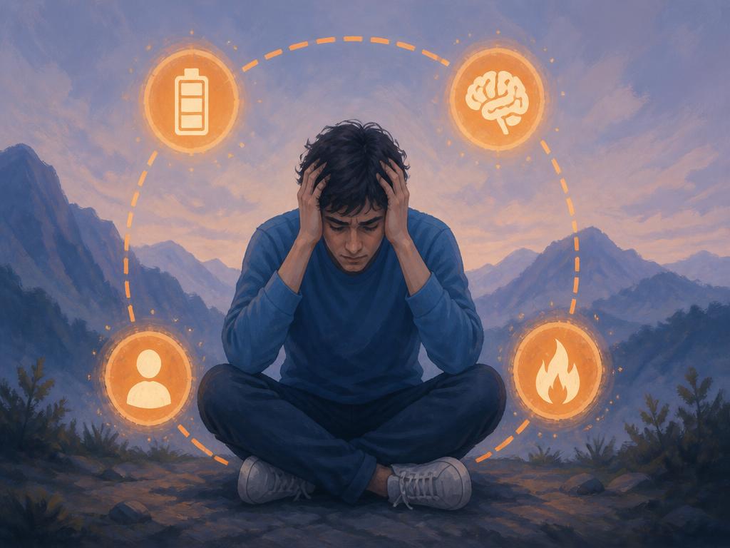 Illustration of a man surrounded by cycles of pressure